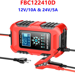 Smart Car Battery Charger 12V 24V LCD Display Motorcycle 7 Stage Automatic Charger AGM Deep Cycle GEL Wet Dry Lead-Acid Charger