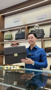 Cặp Xách Da Nam Túi Xách Doanh Nhân GENCE CTS26 Da Bò Khóa Số Cao Cấp Màu Nâu