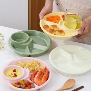 Divided Breakfast Plate Portable Barbecue Picnic Tray Portion Control Plate Healthy Diet Plate Household Tableware
