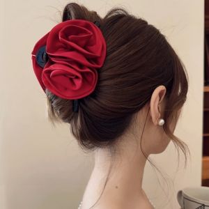 Elegant Vintage Rose Flower Large Hair Claw Ponytail Hair Clip For Women Girl Fashion Hair Accessories