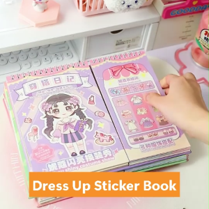 BBTAM Sticker Dress Up Doll Book Costume Show Goo Card Toy Make A Face Activity Hand Book for Kids Girls