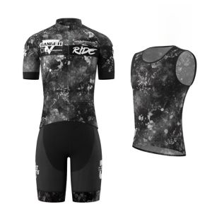 Yuqi Saykeep Black Team Suit Mens and Womens Same Summer Short-Sleeved Cycling Outfit Half Length Bicycle Suspenders