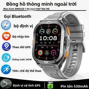 Đồng Hồ Thông Minh GPS Mới 2025 Dành Cho Nam Màn Hình AMOLED HD 1.96 Inch Chống Nước 5ATM Gọi Bluetooth La Bàn Thể Thao Tương Thích Với Android Và iOS