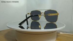 Kính râm nam cao cấp mắt kính chống tia UV400 gọng kính kim loại xi vàng chắc chắn sang trọng kính đi biển