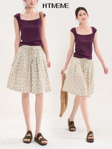 HTMEME | Quần Culottes Chân Rộng Hoa Linen Cổ Điển