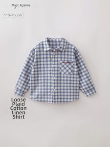 Marc&Janie | Breathable Linen Boys Shirt Vintage Check Pattern
