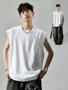SZON | Spliced Rivet Design Loose Sleeveless T-shirt