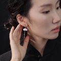 Initial Lotus Unique Sensation Earrings South Red National Style Abalone Red Color  out Original Design Handmade Silver Jewelry for Women. 