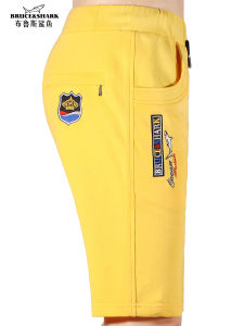 Summer New Mens Cotton Sports Shorts Straight Leg Five-Quarter Elastic Pants Fashionable Urban Style Youth Size Bruce & Shark