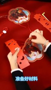 DIY prakarya lentera lampion Chinese New Year (Free lampu LED dan gagangnya)