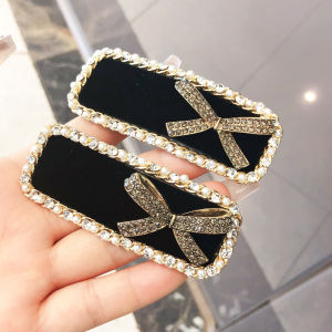 Pearl Butterfly Knot Hair Clip Womens Side Bangs Diamond BB Clip Fashionable Hair Accessories Korean Style Alloy Embedded