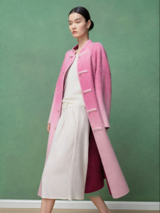 Wool Melton Double Face Multicolor Gradient Chinese Style Buttoned Winter New Coat
