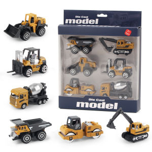 Coolplay | 6pcs/set Alloy Engineering Truck Toy Car Classic Construction Model Vehicle Loader Tractor Excavator Toys for Boys Gifts