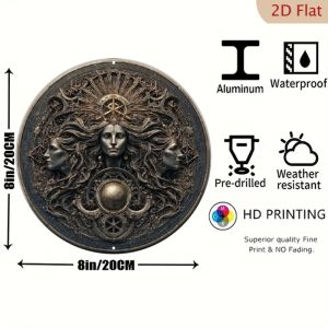 CIFbuy | Hecate Goddess Wall Art Round Metal Sign 7 8 Quà Tặng Trang Trí Nhà Cửa Phù Thủy