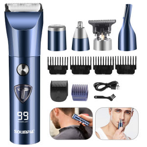 Máy Cắt Tóc Điện Chuyên Nghiệp Solimpia Dành Cho Nam Máy Tỉa Đa Chức Năng Lưỡi Dao Thay Thế Được Máy Cạo Râu Toàn Thân & Vùng Kín Sạc Được Thép Không Gỉ