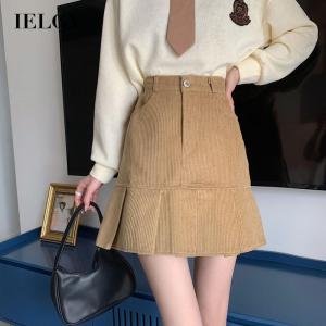 IELGY womens korean style high waist A-line pleated skirt