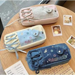 Cute Stars and Notes Large Capacity Pencil Case Canvas