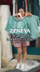 Zeneya Waffle Shirt and Shorts Terno Coordinates For Women Woman Set Top Tops T Shirt Short Coords Casual Wear Blouse Bottom