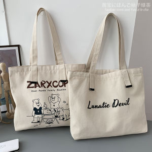 Large Canvas Bag Womens 2025 New Summer Trendy Minimalist Versatile High Capacity Letter Handbag Single Shoulder Book Bag