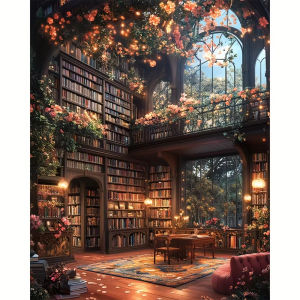 1000pcs Puzzle Featuring Forest Library Art Measuring 50*70CM Decor for Those Who Love Books And Nature.