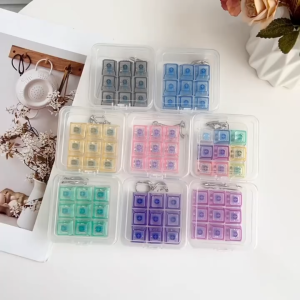 9 Keyboard  Stress Relief Toy with light Transparent Switch Keychain with Light-Up Function