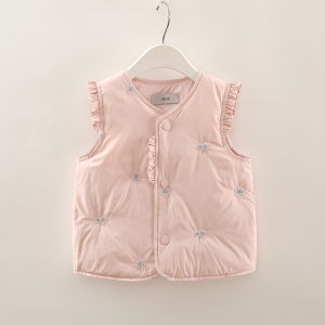 Girls down Vest Childrens Warmth Inner Wear White Duck down Filling Casual Style Winter Clothes for Toddler Girls