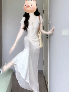 CHANGTONG | French Elegant Puff Sleeve Dress Waist-cinching Long Dress