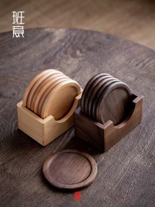 จานรองแก้วชาไม้หินดำ North America สำหรับงานฝีมือชา Kung Fu จานรองแก้วชาแบบกันความร้อนแบบแยกส่วน