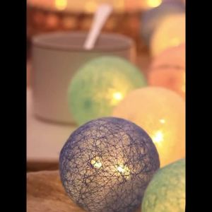 20LED Cotton Balls String Lights Garland Fairy Street Lights Christmas Decorations for Home Outdoor Wedding Garden Patio Lights