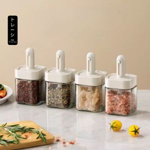 Hũ đựng gia vị thủy tinh có thìa điều chỉnh FEEKA chống ẩm lọ thủy tinh đựng gia vị thông minh 300ml
