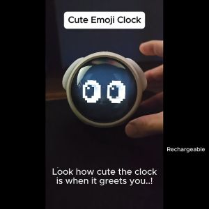 LED Digital Alarm Clock with Night Light Emoji Cute Ringtones Sunrise Bedside Desk Table Clocks