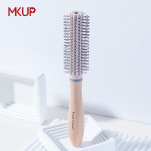 Wooden Cylinder Comb for Men And Women Home Use Blow Dry Fluffy Style round Comb Roll Comb Professional Hairdressing Tool