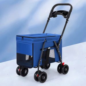 Foldable Pet Stroller for Medium to Large Dogs Outdoor Travel Cart with Large Space High Capacity 100KG Dog Hand Push Cart