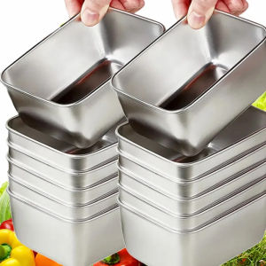 Stainless Steel Fresh Box Rectangular Thicken Dish Tray with Lid Noodles Fridge Fruit Organizer Food Storage Container