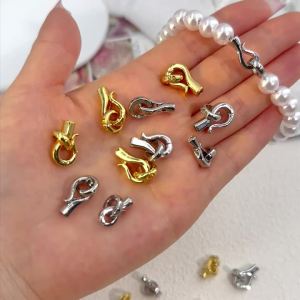 2pcs 4pcs 18K Gold Plated Brass Hook Spring Clasp Connector For DIY Handmade Beaded Bracelet End Clasps Jewelry Making Findings