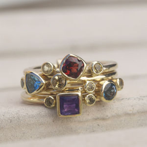 Huitan Geometric Colored Cubic Zircon Rings for Women Unique Wedding Band Accessories Statement Female Accessories Gift Jewelry