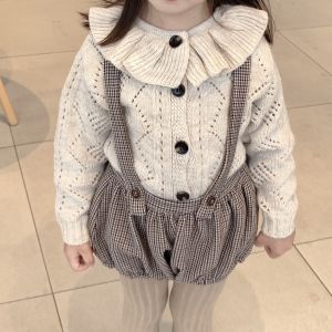 AnnieGirl Cute Plaid Pumpkin Short Pants Girls Summer Autumn Season Fashionable Cotton Overalls Kids Clothing