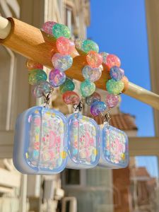 Cute Half Cooked Egg Shop Original AirPods Protective Case Compatible with AirPods 3 4 Pro2 Macaron Gradient Color Anti-Fall Soft Shell