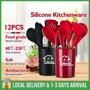 12PCS Cooking Tools Kitchen Cookware Set with Wood Handle Non Stick Shovel Spatula Utensil Cooking Wok Pan Household Kitchen Accessories