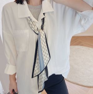 Silk Scarf Belt Small Bench Womens Matching Shirt Narrow Neckerchief Hair Band Summer Shirt Ribbon Scarf Tied Bag Ribbon