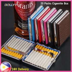 [🇵🇭 24h Delivery] Dollyy 20 Packs Cigarette Box Case Crocodile Leather Pu Patterned Surface Cigarettes Texture Flip Cover Metal Men Storage Box Women