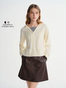 DUSHU | Pseudo Two-piece Hooded Sweater Dress Large Size
