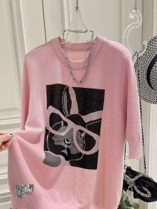 Áo Thun Lụa Băng Tay Ngắn Mùa Hè Cho Nữ Thời Trang Mỏng Dáng Rộng Cổ Tròn Màu Trơn Chất Liệu Khác Phong Cách Công Sở