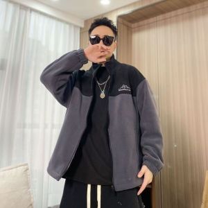 Mens Fleece Jacket Stand Collar Warm Outerwear Spring Autumn Winter New Style 2025 Polyester Nylon Composite Fiber Loose Fit