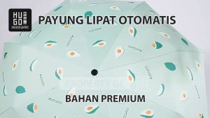 Payung Lipat Otomatis Anti Patah Anti UV Rangka Fiberglass Motif Buah Premium Quality HUGO