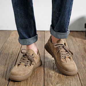 New 2025 Mens Casual Leather Shoes Soft Bottom Genuine Leather Sport Training Shoes Vintage Board Shoes Flip Flop Style