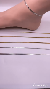 Lắc chân titan kiểu dáng lụa mỏng Vòng đeo chân thanh mảnh chất liệu titan màu vàng hoặc trắng trangsucmoiluatuoi.RIN