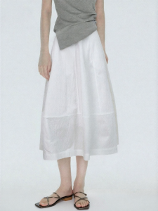 Spring New White Flared Skirt