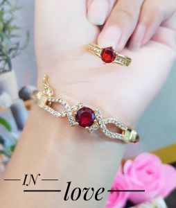 Set Perhiasan Xuping Batu Permata Merah 729ac