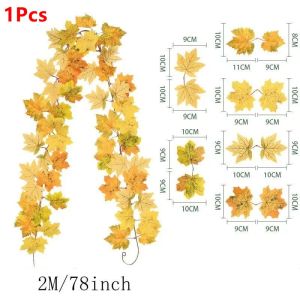 1/5Pcs Maple Garland Eucalyptus Leaves Leaf Bouquet Halloween Artificial Vines Garlands for Home Decor Thanksgiving Outdoor